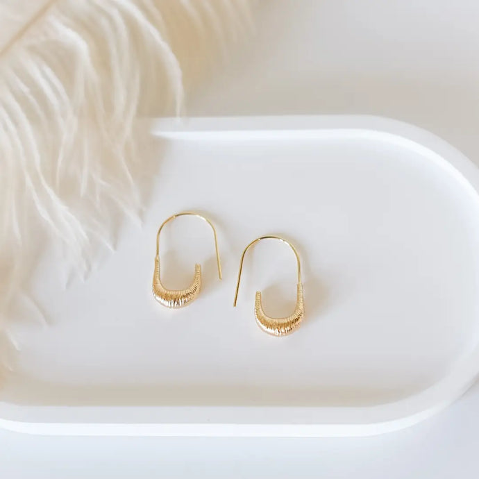 Denise Textured Oval Hoop Earrings