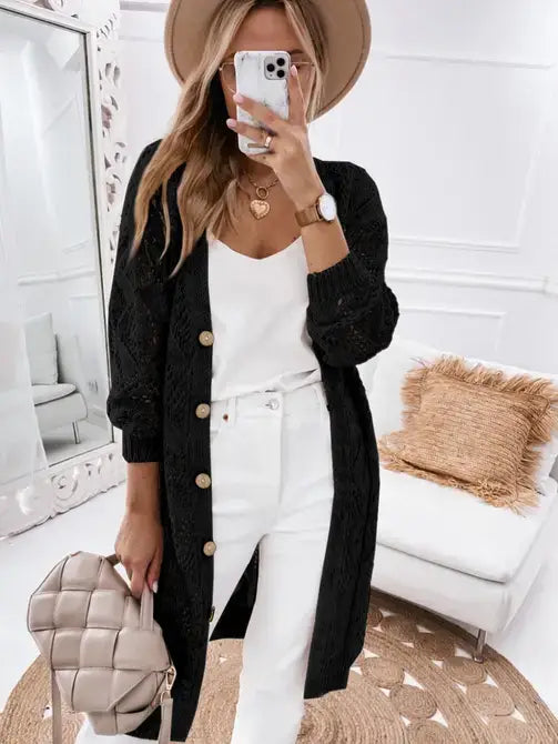 Brittney Black Open Knit Cardi