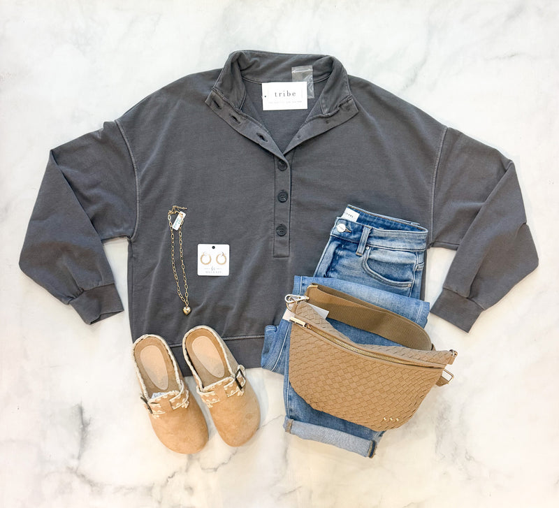 Kora Mock Neck Henley Top