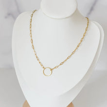 Load image into Gallery viewer, Rhodes Paperclip Circle Charm Necklace
