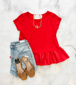 Stella Ribbed Peplum Top