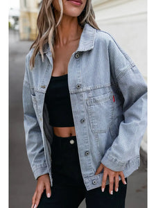 Sienna Striped Washed Denim Jacket