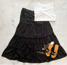 Load image into Gallery viewer, Holly Black Tiered Maxi Skirt