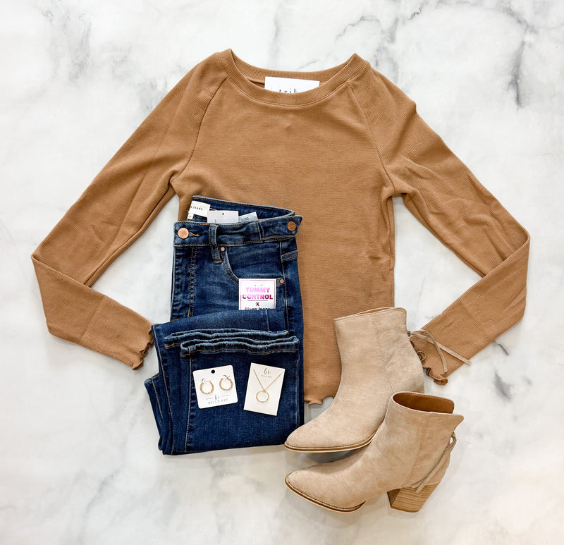 Avery Lettuce Hem Long Sleeve Top