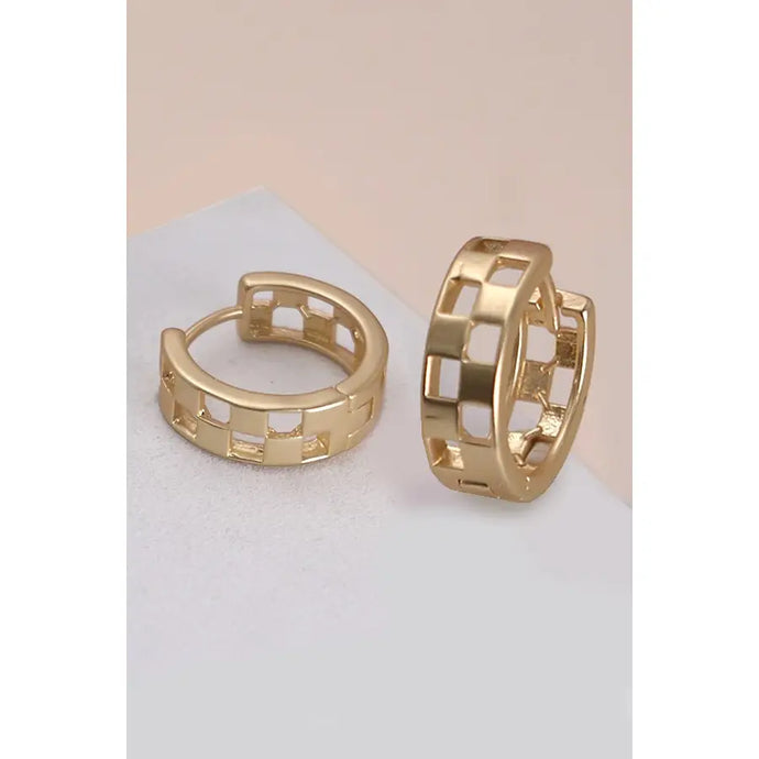 Maggie Cutout Checker Hoop Earring
