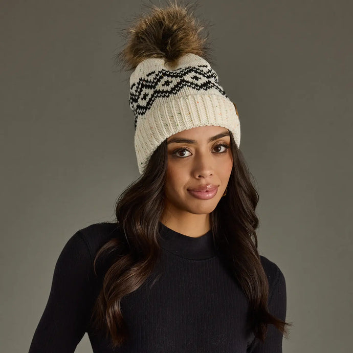 Cream Speckled Pom Hat