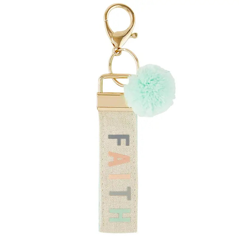 Ava Faith Key Chain with Puff Ball