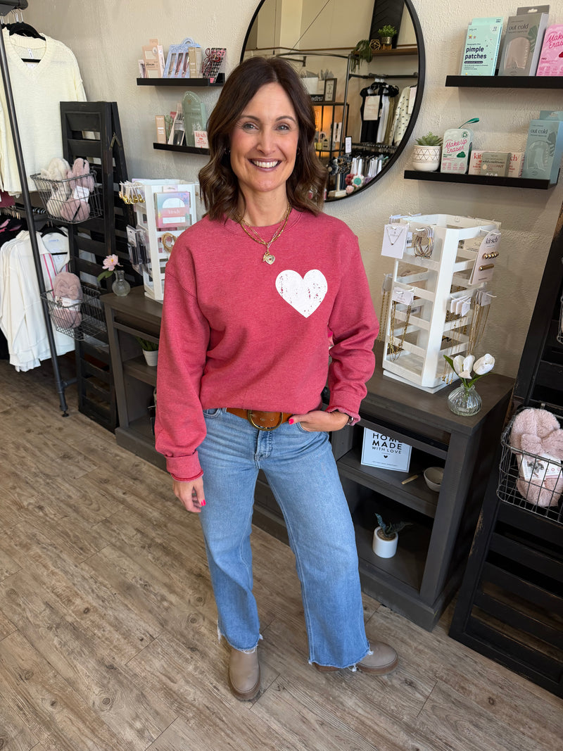 Ashley Heather Red Heart Sweatshirt