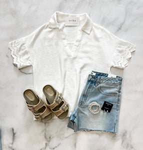 Trina Collared White Top