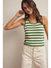 Load image into Gallery viewer, Avery Striped Green Crochet Knit Tank