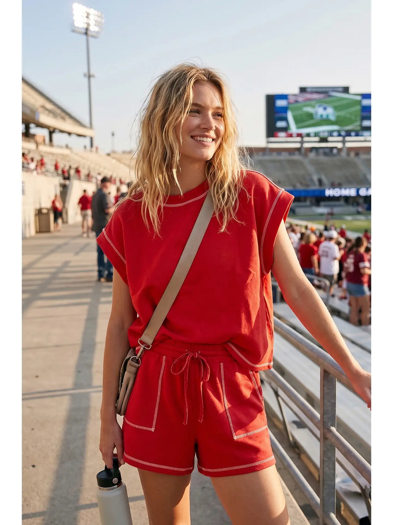 Micky Contrast Stitch Lounge Set