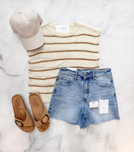 Load image into Gallery viewer, Ren Striped Knit Cap Sleeve Top