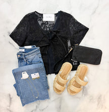 Load image into Gallery viewer, Flora Lace Tie Front Top