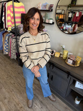 Load image into Gallery viewer, Jenna Oat/Black Striped Sweater
