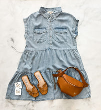 Load image into Gallery viewer, Mollie Tiered Denim Dress