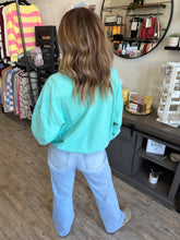 Load image into Gallery viewer, Paisley Turquoise Ribbed Crew Neck Sweatshirt