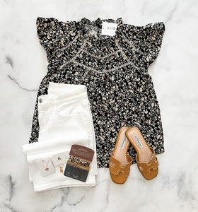 Sadie Floral Lace Trim Top