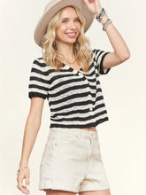 Load image into Gallery viewer, Jessi Striped Button Top