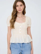 Load image into Gallery viewer, Amberlyn Smocked Ruffle Detail Top