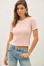 Load image into Gallery viewer, Vivian Stripe Ribbed Ruffle Top