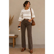 Load image into Gallery viewer, Brinley Striped Knit Short Sleeve Sweater