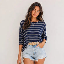 Load image into Gallery viewer, Kris Striped Brushed Knit Pullover