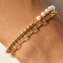 Load image into Gallery viewer, Lia Half Ball &amp; Pearl Double Chain Bracelet