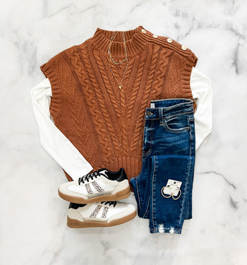 Valerie Cable Knit Vest Sweater