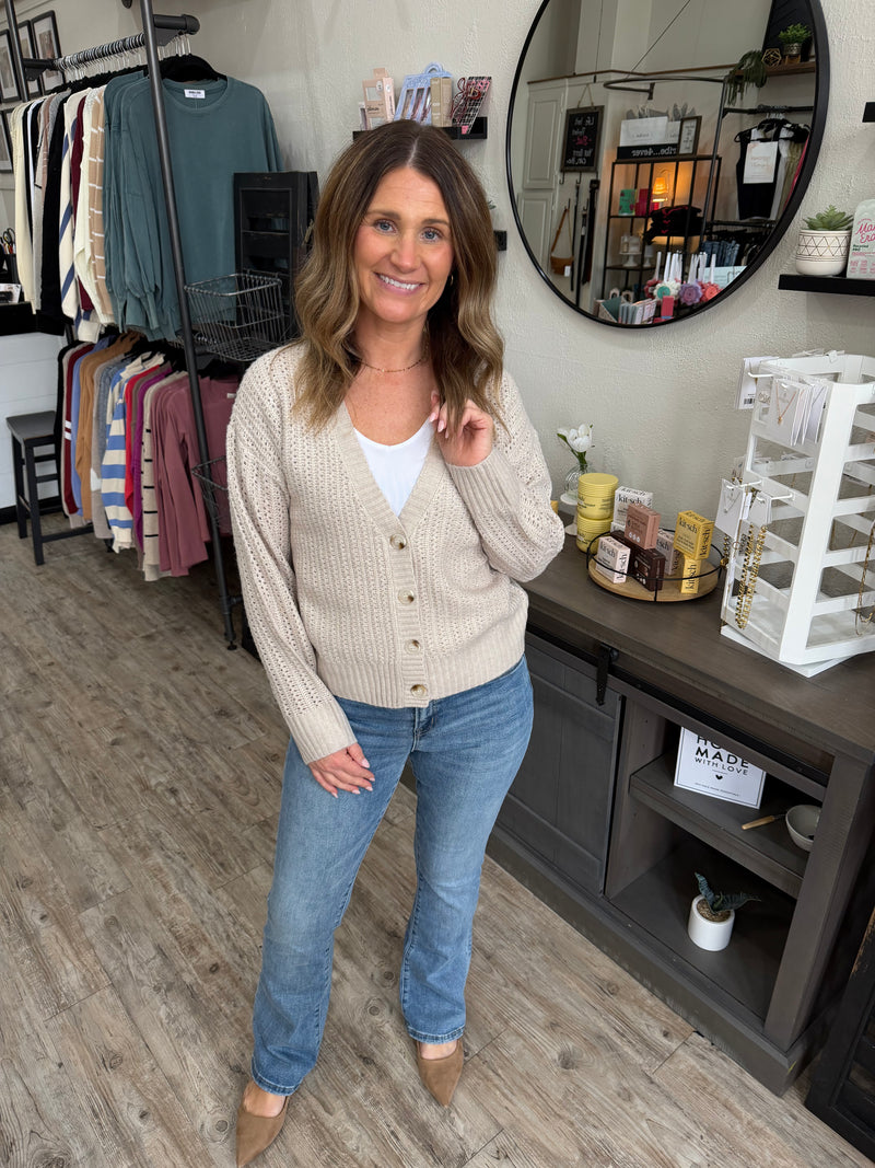 Ellison Open Knit Ecru Cardi