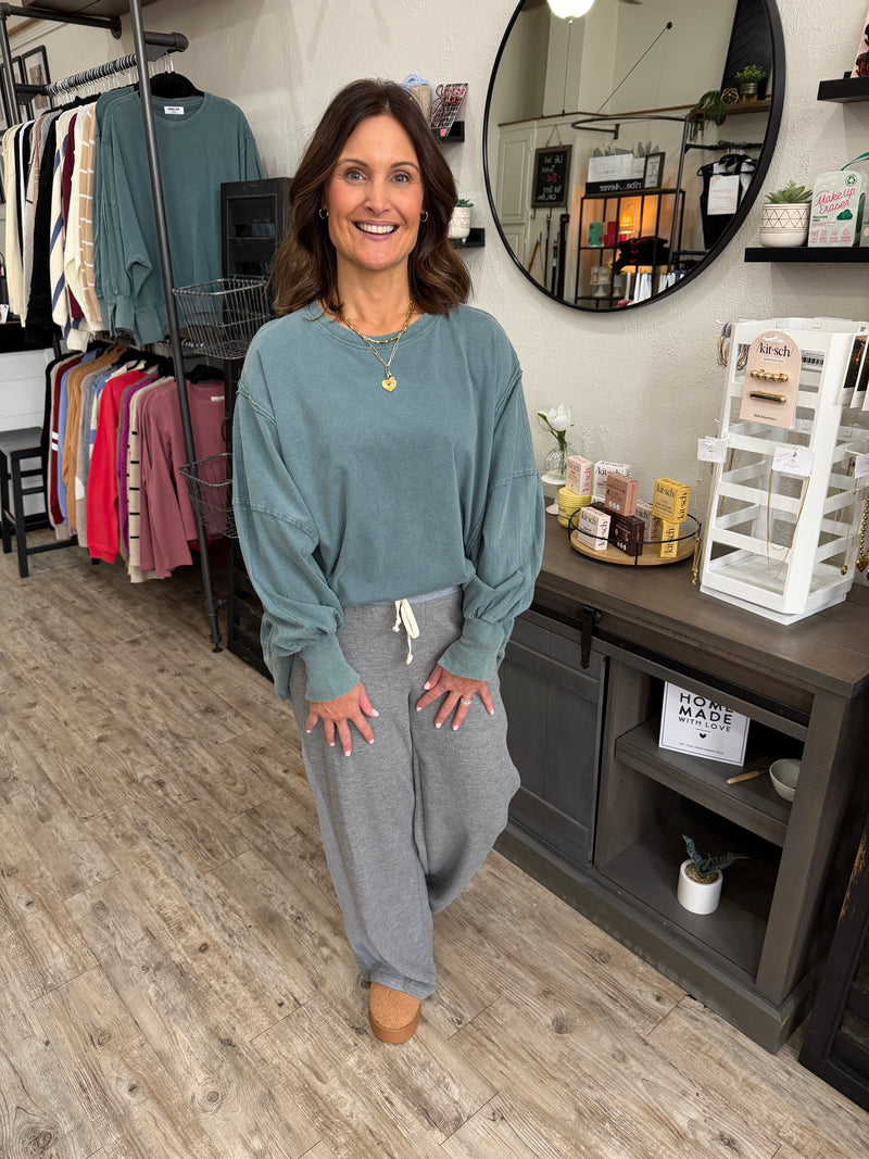 Everly Dark Teal Oversized Top