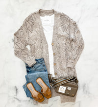 Load image into Gallery viewer, Bria Khaki Open Knit Cardi
