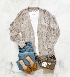 Bria Khaki Open Knit Cardi