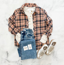 Load image into Gallery viewer, Grace Navy/Pink Plaid Shirt