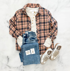 Grace Navy/Pink Plaid Shirt