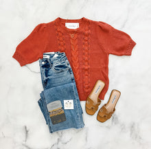 Load image into Gallery viewer, Ella Chunky Cable Knit Short Sleeve Sweater