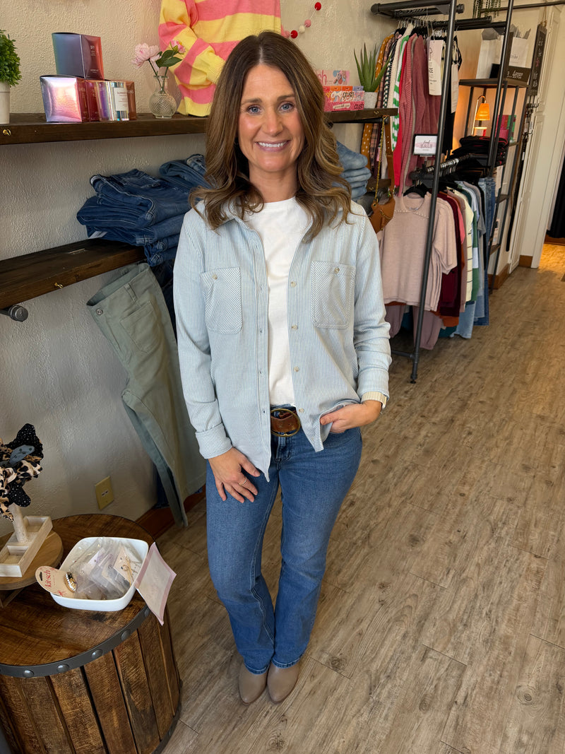 Gianna Light Blue Stripe Top