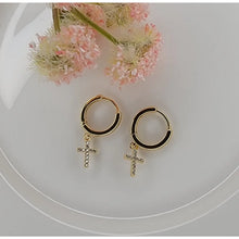 Load image into Gallery viewer, Alana Cross Huggies Hoop Earrings