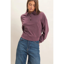 Load image into Gallery viewer, Stormi Washed Button Front Collared Sweatshirt