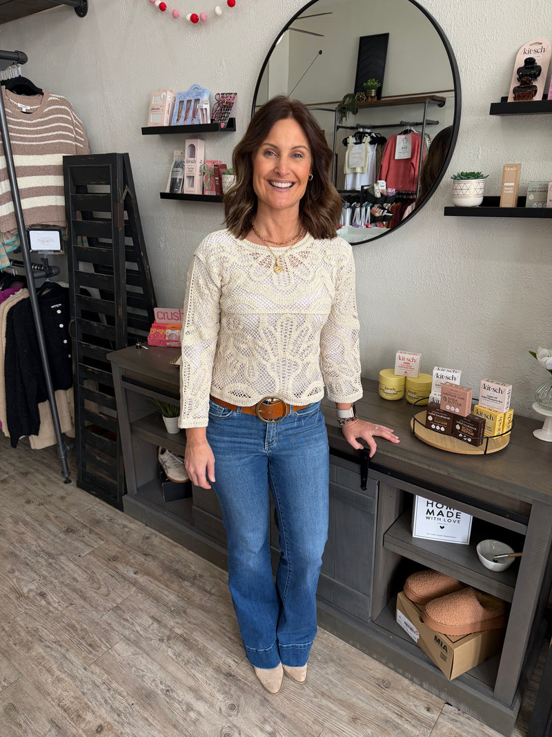 Stacey Long Sleeve Crochet Top