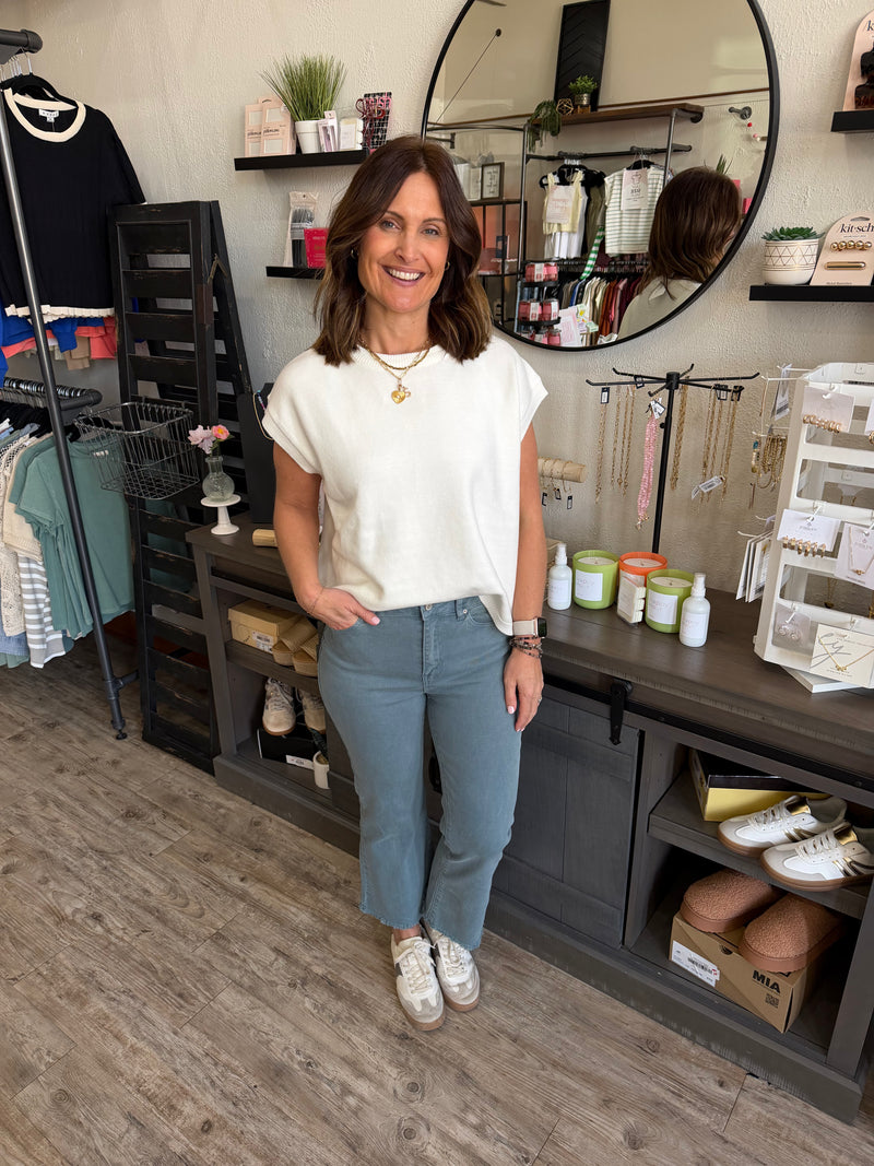 Mya Ivory Cap Sleeve Sweater