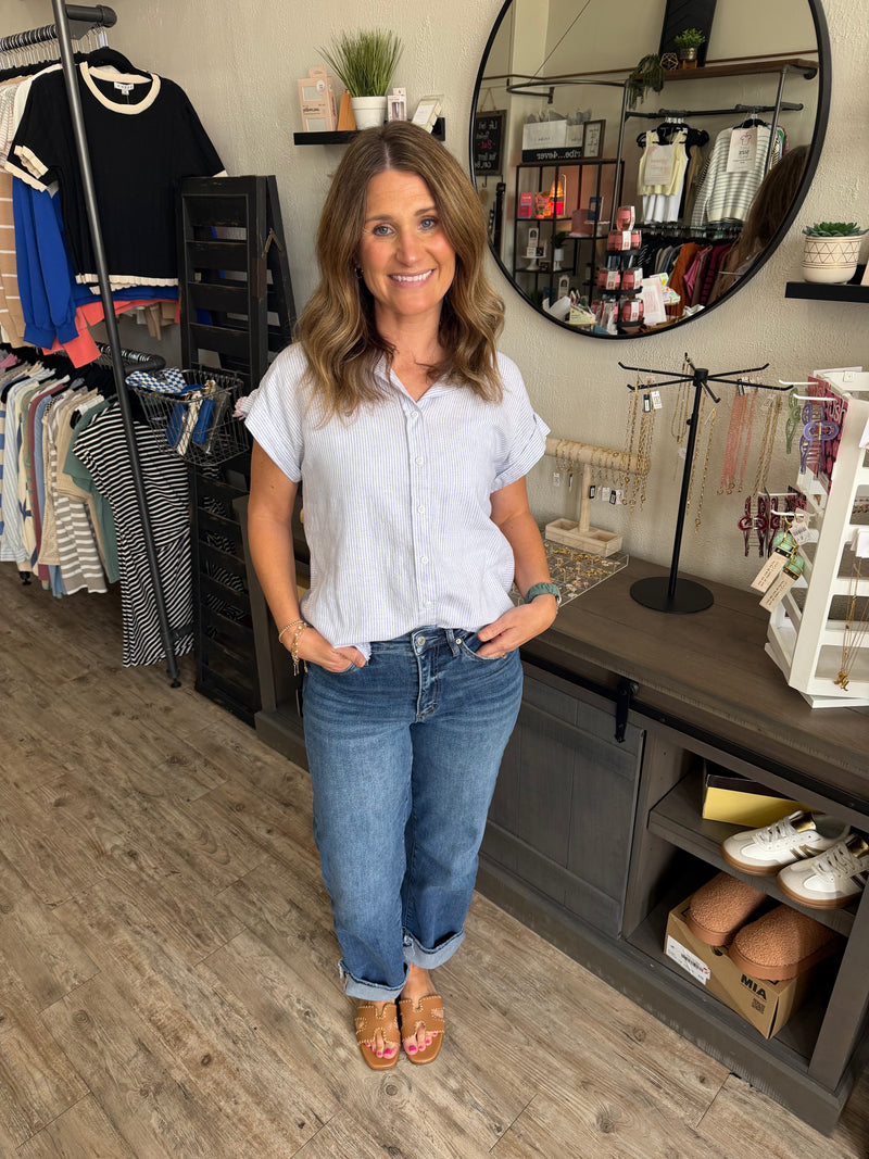 Eva Sky Blue Button Down