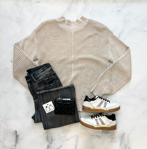 Milani Taupe Puff Sleeve Sweater