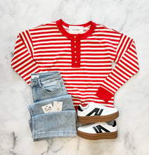 Load image into Gallery viewer, Daniela Striped Red Henley