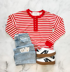 Daniela Striped Red Henley