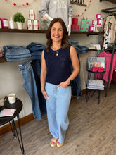 Load image into Gallery viewer, Alicia Navy Open Knit Tank