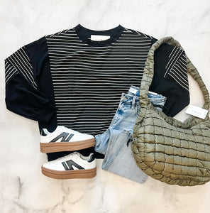 Jessy Black/White Knit Top
