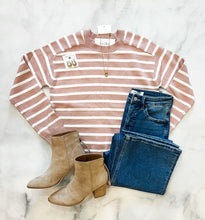 Load image into Gallery viewer, Quinn Dusty Pink Striped Sweater