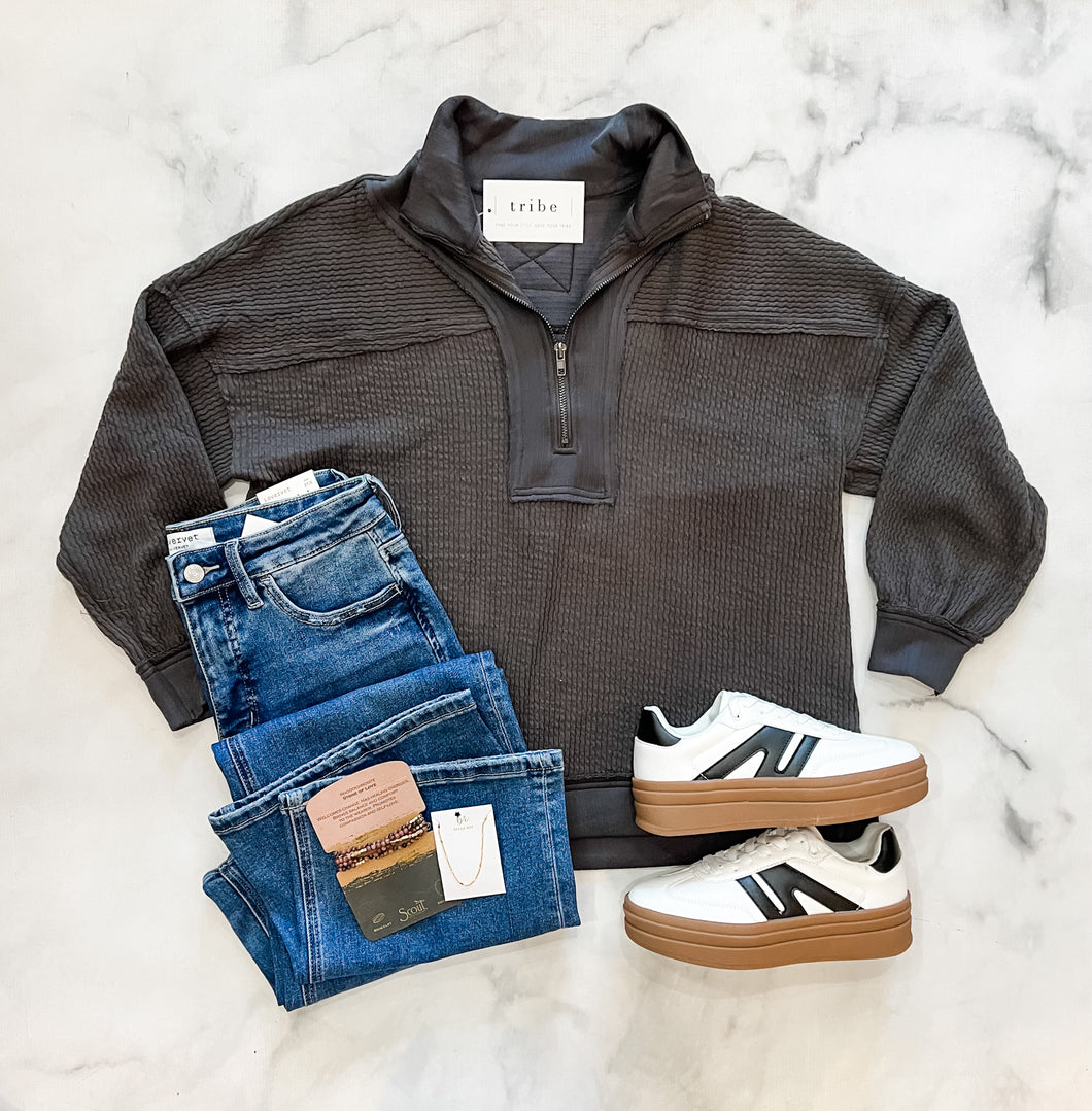 Grace Collared Waffle Knit Top