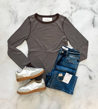 Load image into Gallery viewer, Andi Coffee &amp; Ivory Stripe Top