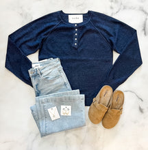 Load image into Gallery viewer, Kayla Navy Henley Top